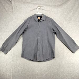 Boss Hugo Boss Button Down Shirt Mens XL Blue Orange Trim Long Sleeve Chambray